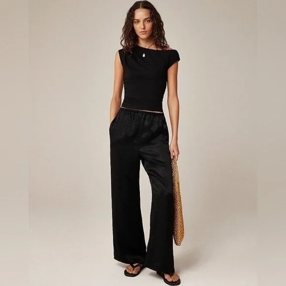NWT!! J. CREW Stretch Cotton Blend Off the Shoulder Top Solid Black XXS XX-Small